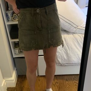Free People green denim skirt